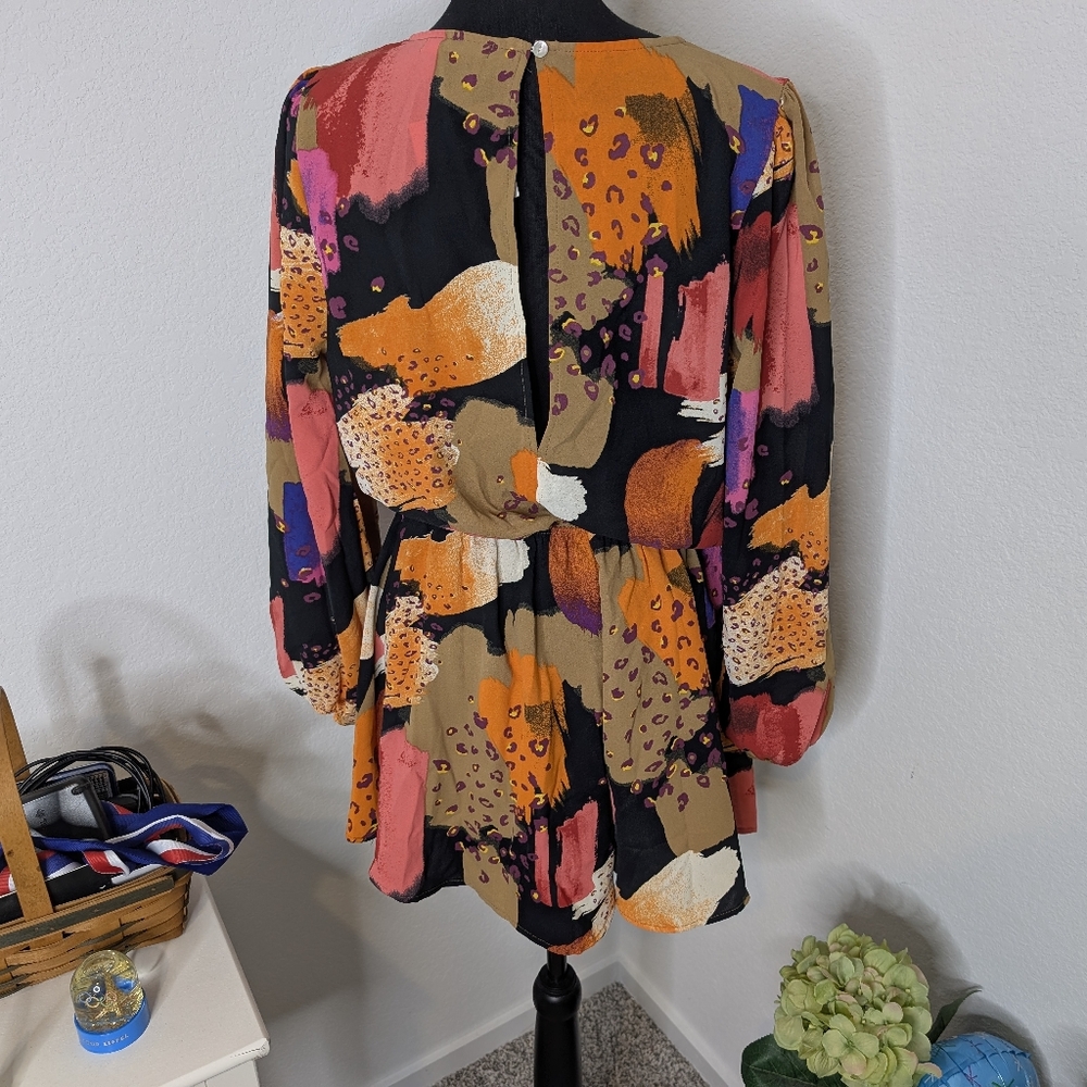 💘 NEW FSL APPAREL peyton multi print long sleeve romper in multi - Picture 5 of 7